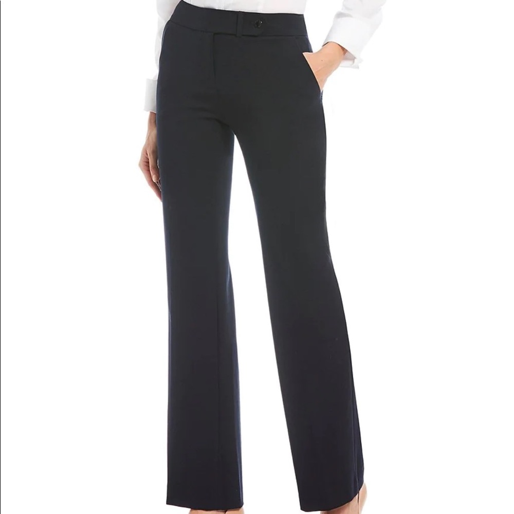 Calvin Klein Classic Fit Straight Leg Luxe Stretch Pants - Navy